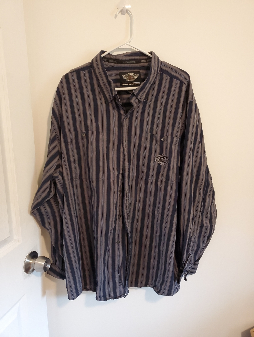 Harley Davidson 3XL 100% Cotton Striped Long Sleeve Button Down